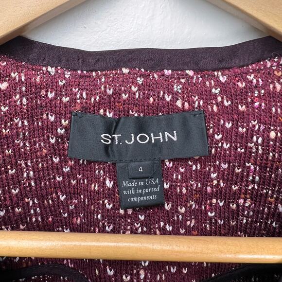 St. John Tweed Knit Wool Blend Blazer Multi-Color Jacket Size 4 USA Made - Picture 7 of 10